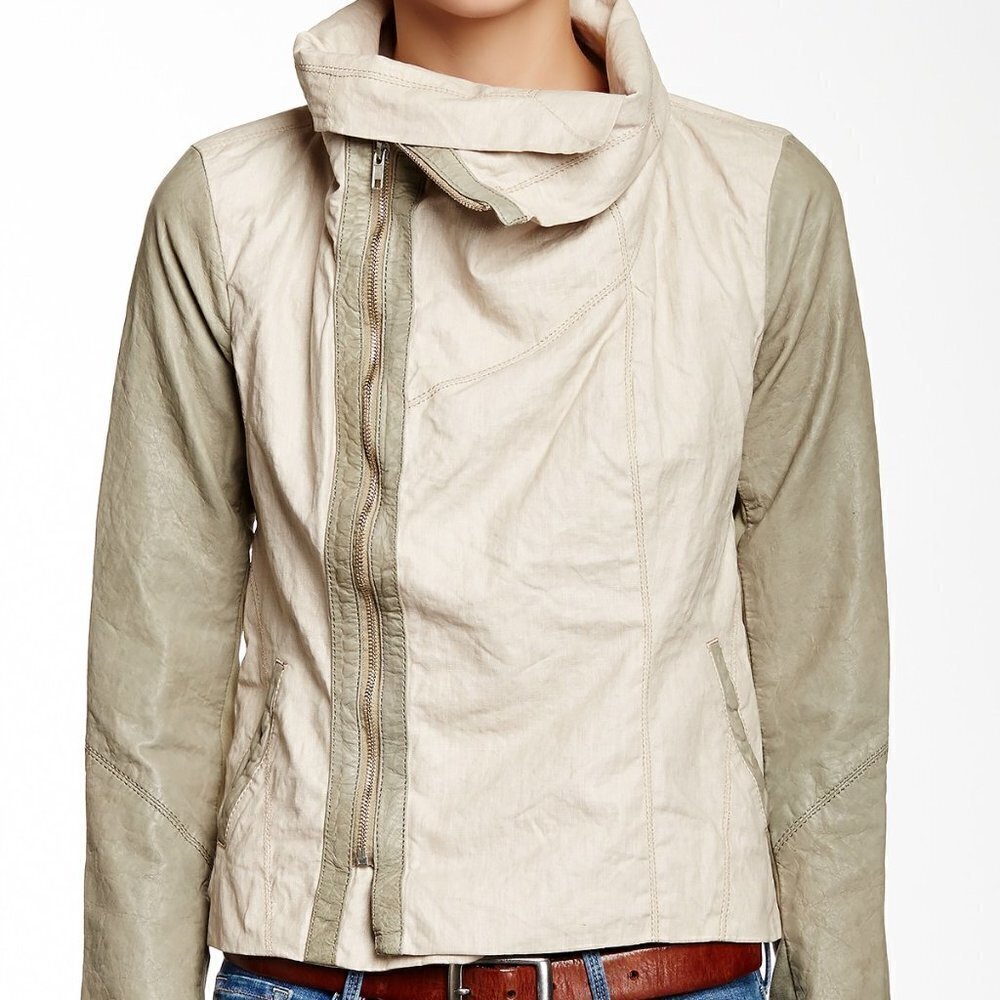 Jakett + Free People | Katherine Linen & Suede Leather Blazer